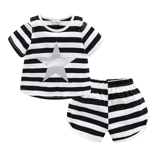 Trajes cortos de rayas Mud Kingdom para niñas con estrellas en color negro talla 4-5 años
