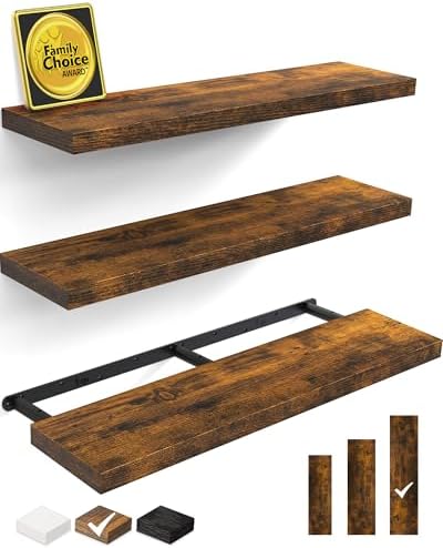 BAYKA Floating Shelves for Wall, 36 inches Wall Mounted Wood Shel...