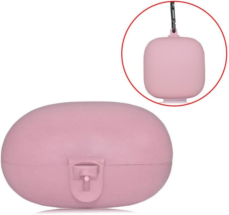 Compatible Powerbeats Pro Case Cover Silicone Full Protective Shockproof Case Wireless Headset Protective Case Cover with Carabiner - Pink - Image 9