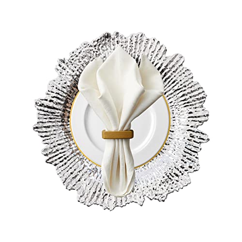 ZBXGJKSY 24 Silver Charger Plates, 12.6 Inch Round Plastic Reef Plate Chargers for Dinner for Dinner Plates Suitable for Weddings, Parties, Celebrations and Elegant Decorative Placemats