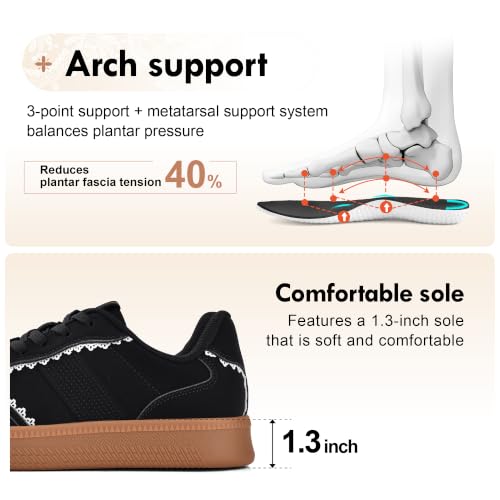 Image of Women's Ribbon Lace-Up Fashion Sneakers Arch Support Tennis Walking Shoes