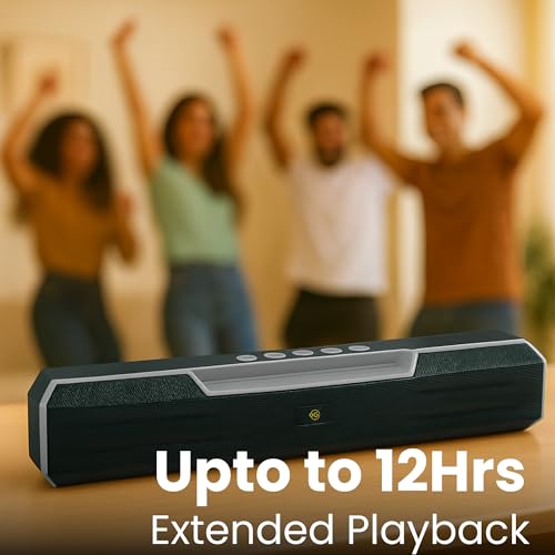 Image of OOGE Vibebox 7000 Bluetooth Speaker, 15W Portable Wireless Speaker with TWS Connection, Type-C Charging, AUX Input, FM Radio, USB & TF Card Support, 8H Playtime (Movie,Music Modes) (Grey)