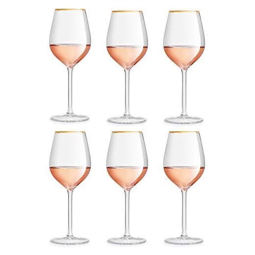 Libbey Copa de vino Atlin - 380 ml / 38 cl - 6 Piezas - Borde Dorado - Clásico - Festivo