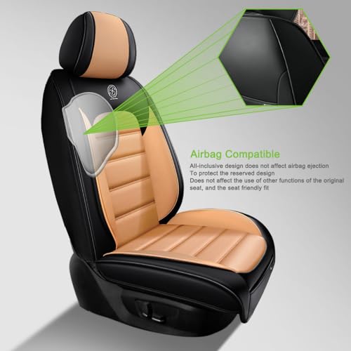 Image of Seat Covers for Subaru Outback 2006-2024,2PCS Nappa Leather Car Seat Covers,Waterproof Seat Protectors Auto Seat Covers,Breathable Nonslip Interior Cover Seats for Cars(Black and Orange)