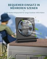 BIVBTP Kleiner Tischventilator, 2000mAh Tragbarer Wiederaufladbarer Ventilator, 3-Stufen-Variable, 220° Einstellbar, Leiser Lang Anhaltender USB Ventilatoren Geeignet für Büro, Zuhause, Reisen-Schwarz – Ansicht 7