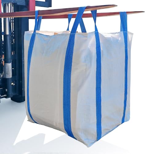 CXTSHKKG 1PC 2 Ton FIBC Bag, 35×35×43 Inches, 4400lbs SWL Virgin Polypropylene Jumbo Bag, New Raw Materials, Cross Corner Loops, Drawstring Top, Grid Bottom for Grain, Sand, Warehousing & Logistics