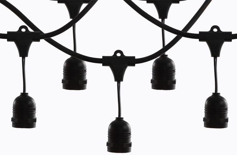 CORDONIERA LUCI 10MT 10 PORTALAMPADE E27 BIANCA ALLUNGABILE IP44 INTERNO ESTERNO