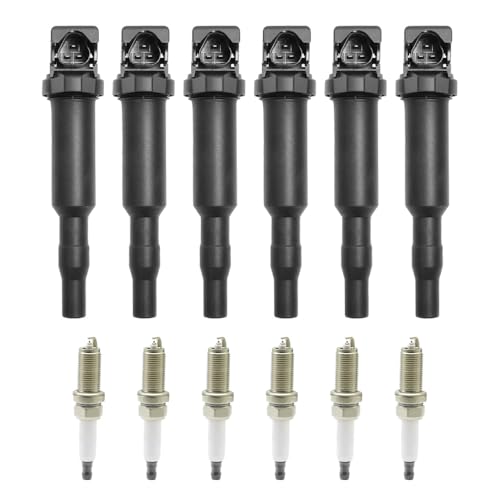 Image of 6 Packs UF592 Ignition Coils Pack 12122158253 Spark Plugs Compatible with BMW 128i 325i 328i 328xi 330i 525i 525xi 528i 528xi 530i X3 Z4 2006 2008 2007-2012 Replace# 0221504470 12137594937