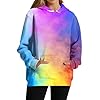 BUhuiBabubu Tie Dye Sweatshirts Hoodies for Women Uk - Ladies Rainbow Lightweight Long Sleeve Pullover Tops - Soft Comfy Fleece Hoodie for Autumn Winter Outfits,Multicolor,L,u34k #2