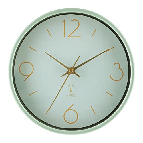 時計 電波掛時計 アリオス 直径25cm ミントグリーン 幅25.5×奥行4.5×高さ25.5cm 電波時計 静音 壁掛け時計 おしゃれ #9800264