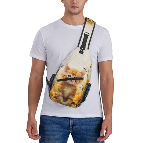 Bolso Sling con Estampado de Gato y Girasol para Mujer y Hombre miniatura 7