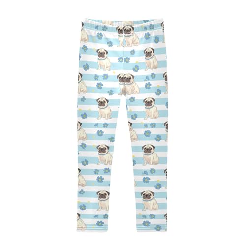 Wusikd Cartoon Pugs Girls' Leggings Toddler Doodles Cute Kids Yoga Pants Dance Active Tights 4T