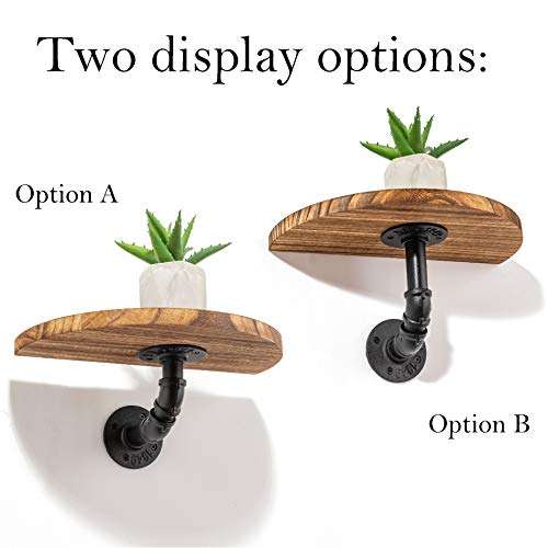 Clarke`s Decor Floating Shelves For Wall - Hanging Shelves Set Of 2. Wall Mounted Shelves With Industrial Pipes. Rustic Wood Shelves For Bedroom, Living Room, Bathroom Or Small Wooden Display Shelf #TOP4