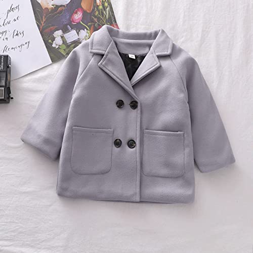 Qfajcp Casaco de lã para bebês meninas meninos xadrez elegante gola entalhada jaqueta trespassado ca
