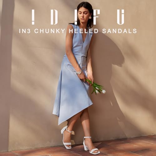 IDIFU IN2 Chunky Heels Block Low Short Square Open Toe Heel Sandals Ankle Strap Small Thick Ladies Dress Shoes for Women Wedding Work Prom Summer Comfortable Cute Trendy Heels2