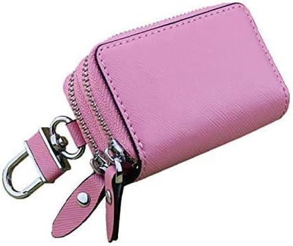 Amazon Jiekery キーケース メンズ レディース スマート キー ケース 革 ダブルファスナー カラビナ付き ２つ 鍵が同時収納 お祝い プレゼント 人気 多色 ピンク キーケース