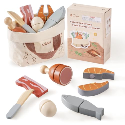 Jouet de découpe ROBUD : apprenez à ranger la cuisine en bois grâce au sac