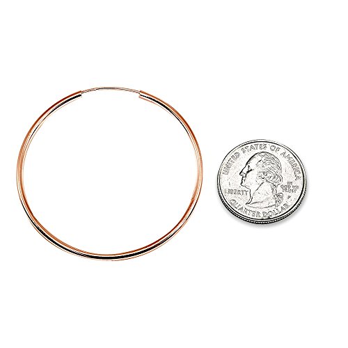 Rose Gold Flash Sterling Silver Endless 2mm High Polished Round Lightweight Unisex Hoop Earrings2
