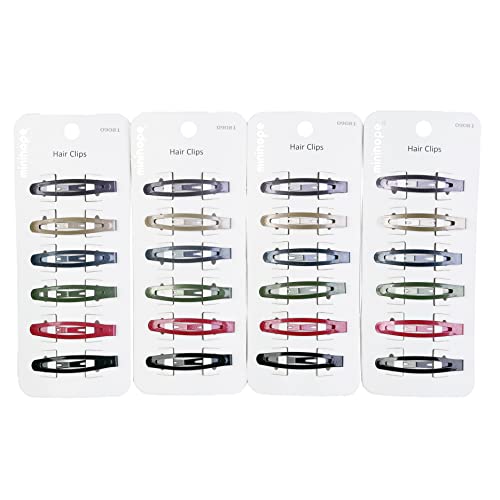 Minihope 24 Pcs Classic Oval Metal Contour Hair Clips For Girls 1.8 Inch No Slip Metal Snap Hair Clips Simple Barrettes For Kids Teens Hair Accessories For Women (6 Colors) #TOP1