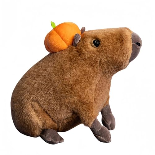 Animal de peluche de capibara,Felpa de capibara, Peluche de carpincho de 11,81 pulgadas con peluche de calabaza, Peluches de animales, almohadas de felpa realistas, animales de peluche para niños para