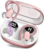 OYIB Wireless Earbuds Bluetooth 5.4 Headphones Sport, 50H Bluetooth Earbuds with Earhooks, Over Ear Bud Deep Bass with ENC Mic, IP7 Waterproof Wireless Earphone for Workout/Running, Rose Gold