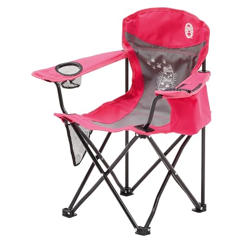 Coleman FyreFly Illumi-Bug Kids Camping Chair, Glow in the Dark Foldable Kids Camp Chair, Portable Children’s Outdoor Chair with Cooler Pouch & Carry Bag, 70kg Capacity, Pink