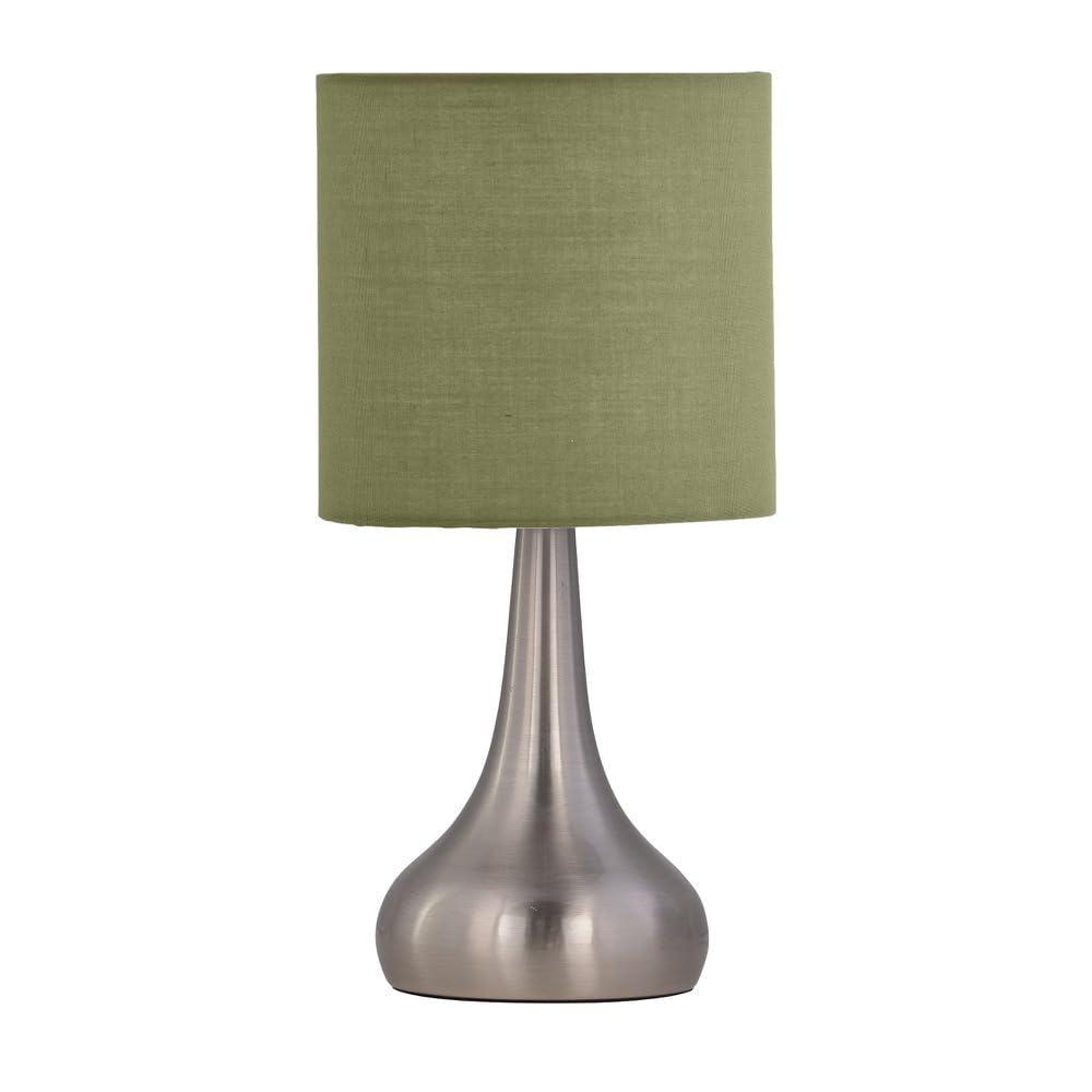 Romana Brushed Chrome Touch Table Lamp with Sage Green Velvet