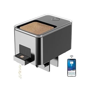 WiFi Automatic Fish Feeder for Aquarium, Food Dispenser for Fish Tank with App Control, USB Powered, Suitable for Small Fish Tank Pelleted Food, Black