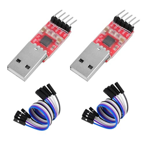 YELUFT 2PCS CP2102 USB to TTL Module - Serial Converter Adapter Downloader for UART STC 3.3V and 5V Programming Microcontrollers with Jumper Cable