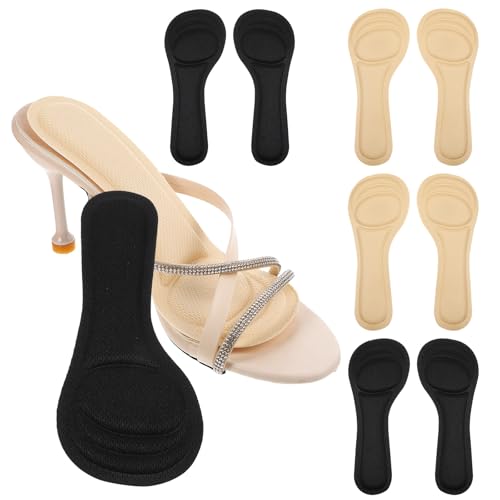 4 Pairs of Weight Shifting Insoles for High Heels, Sticky Support Shoe Inserts for Women Heels, Non-Slip Heel Inserts for Women for Sandals, Flat Shoes (Black, Skin Color)