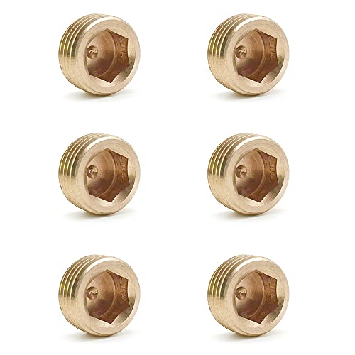 KtbeYTi 6 Piezas Hexagonal tapón de tubería 1/2 Pulgada Tapón de Tubería de Cabeza Hueca, Enchufe Macho de Rosca Hexagonal Interna, para Cierre Extremo de Tubería