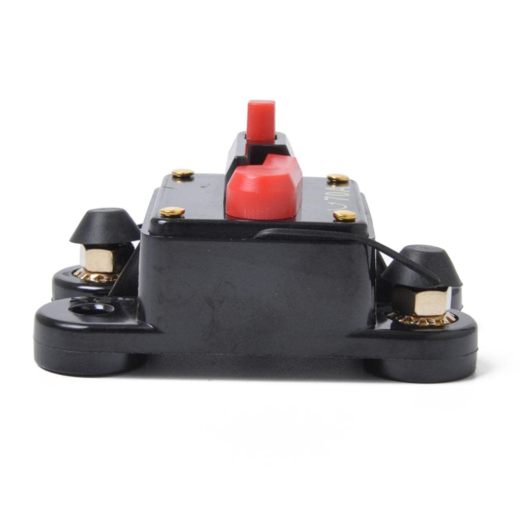 70AMP Car Marine Audio Circuit Breaker Fuse Holder with Reset Switch and Terminal - Overload ion, Self-Testing, Manual Override - for Boat, RV, Truck, Car Audio Systems