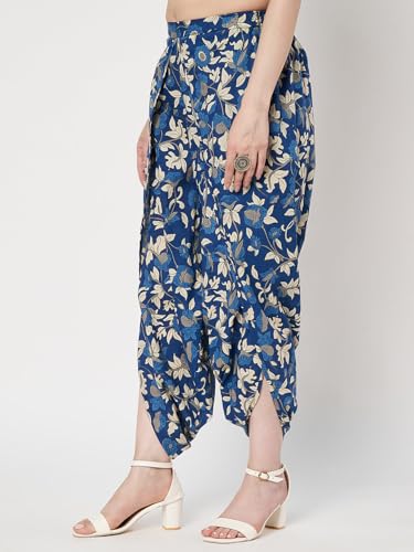 Image of 9rasa Women's Cotton Solid Harem Dhoti Pants for Casual FusionWear Workwear