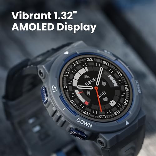 Image of Amazfit Active Edge Smart Watch 46 mm, Rugged Fitness Watch, GPS, AI Health Coach, 16-Day Battery, 130+ Sports Modes, Activity Trackers and Smartwatches Android and iPhone Compatible, Lava Black