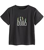 SheIn Women's Casual Cute Graphic Crew Neck Tops Short Sleeve Tees Large Black