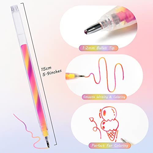 Zscm 6 Pack Mixing Of 3 Colors Magic Neon Gel Pens Kawaii Color Changing Ballpoint Pen Set For Adult Coloring Books, Doodling Scrapbooking Sketching Journaling, Artist Illustrating #TOP1