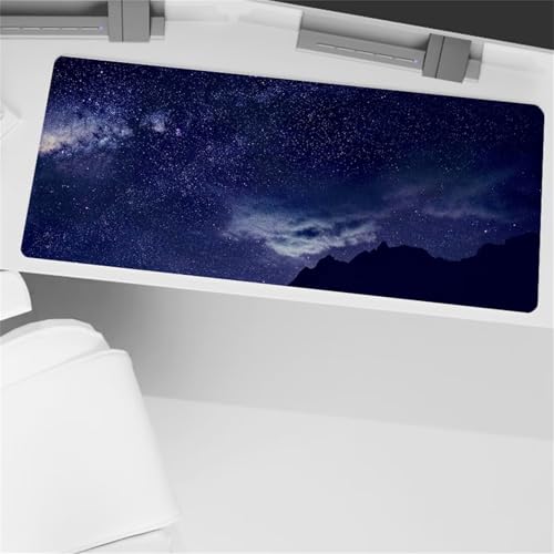 Alfombrilla Ratón Gaming - 1000x500x3mm Alfombrilla Ratón grande XXL,con Base Goma Antideslizante,Superficie Impermeable,con Bordes Cosidos,Mejora la Precisión y Velocidad - Vista de noche estrellada
