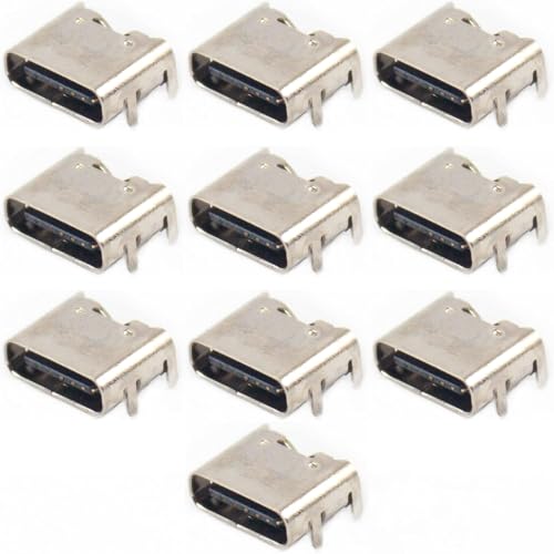REES52-10Pcs-USB-Type-C-31-Socket-6-Pins-Female-Solder-Connector-Jack-Port-for-Electronics-Power-Port-Replacement