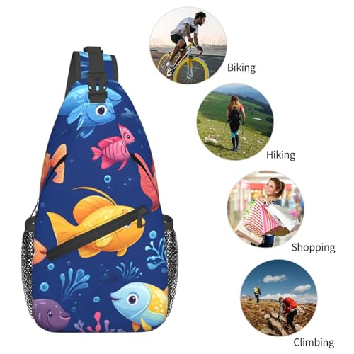 Mochila tipo bandolera con diseño de peces marina miniatura 6