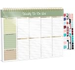 Thboxes Weekly Planner Notepad, Undated Weekly To Do List Pad 52 Tear off Sheets, To Do List Notebook for Study, Work, Fitness, Includes 4 Sheets of Stickers, 22 X 28 cm