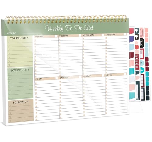 Weekly To Do List Notepad, 8.5''x11'' Weekly Desk Planner with