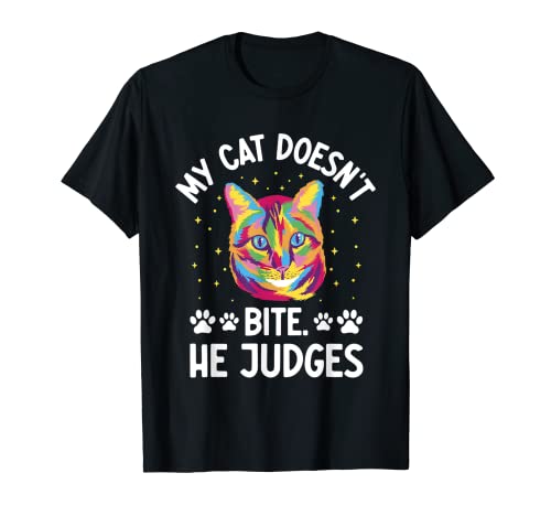 El gato no muerde juzga a los amantes de los gatos humor divertido gatito Camiseta