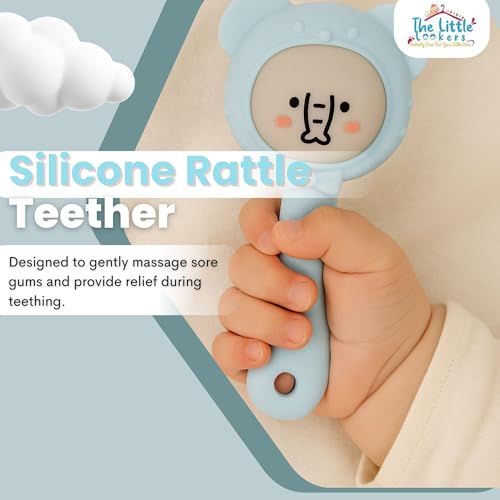 Image of THE LITTLE LOOKERS Teether for Baby | Musical Rattle Teethers for 3 to 24 Months | Silicone Rattle Teether | BPA-Free for Easy Teething | Jhunjuna, Baby Feeding Toys (Blue)