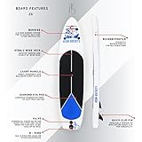 High Society Inflatable Stand Up Paddle Board SUP, Blow Up Paddleboard for Adults and Kids, Extra...
