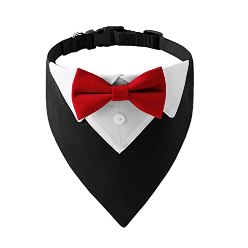 Collar tipo esmoquin para perro con pajarita roja ajustable