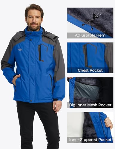 Image of Wantdo Men's Mountain Waterproof Ski Jacket Windproof Rain Jacket Winter Warm Hooded Coat
