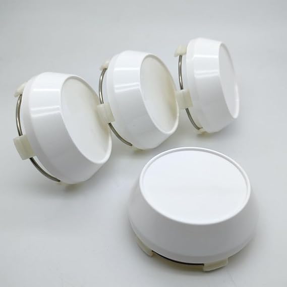For Wheel Center Cap Replacement Set 4x Chrome Rim Hub 60mm White Base Compatible with Various Vehicle Wheels