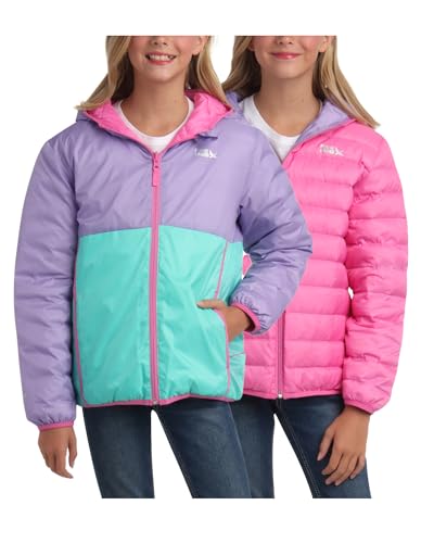 Eddie Bauer CirrusLite - Chaqueta para niñas, abrigo de plumón resistente a la intemperie para niñas, acolchado con aislamiento de burbujas (3-20), Tulipán violeta, reversible, 18-20