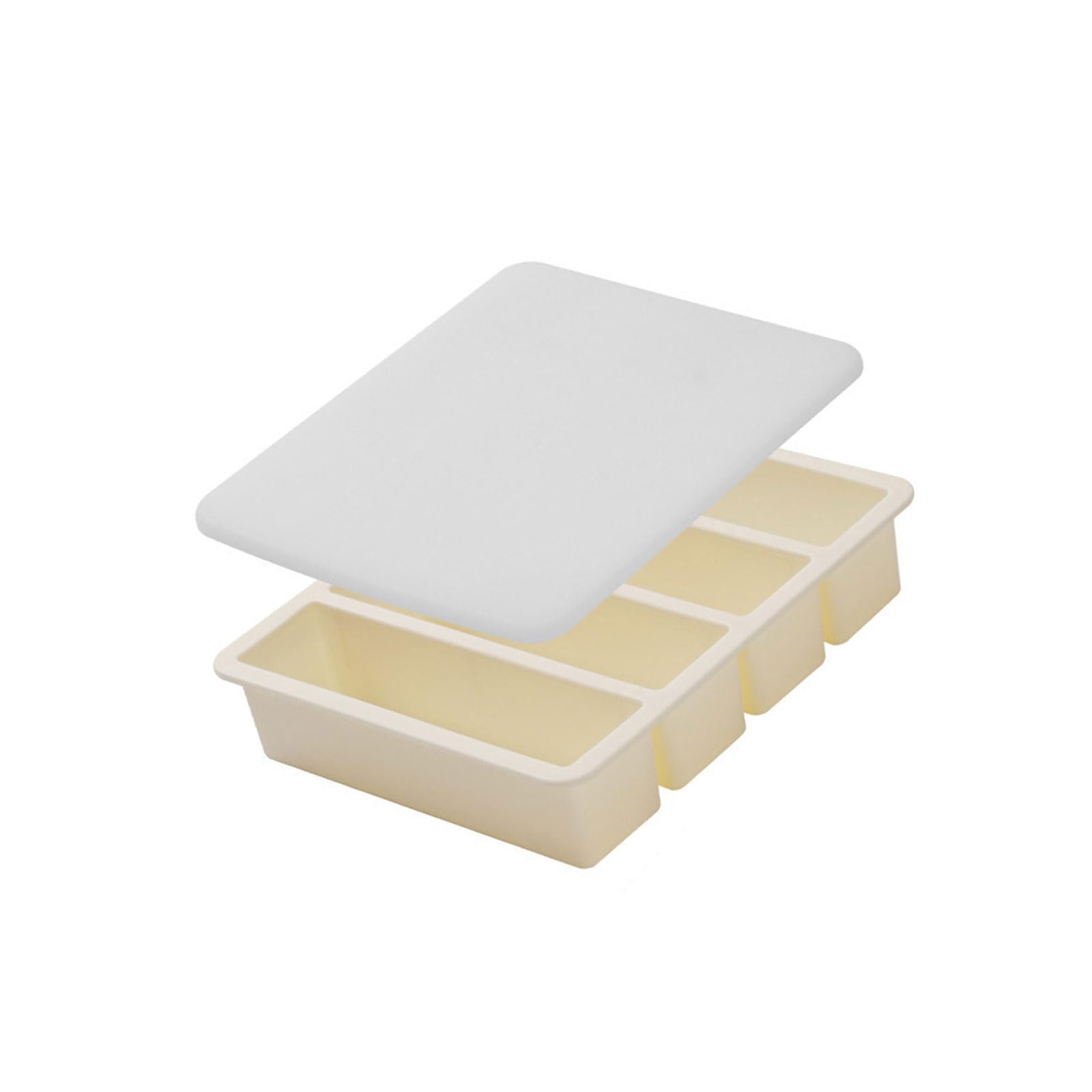 LUCKGONI 4 Cavity Silicone Tray With Lid For Whiskeys Pubs And Home Cocktails Sturdy Flexible Freezers