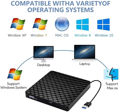 Unidad externa CD/DVD USB 3.0 portátil y delgada miniatura 2